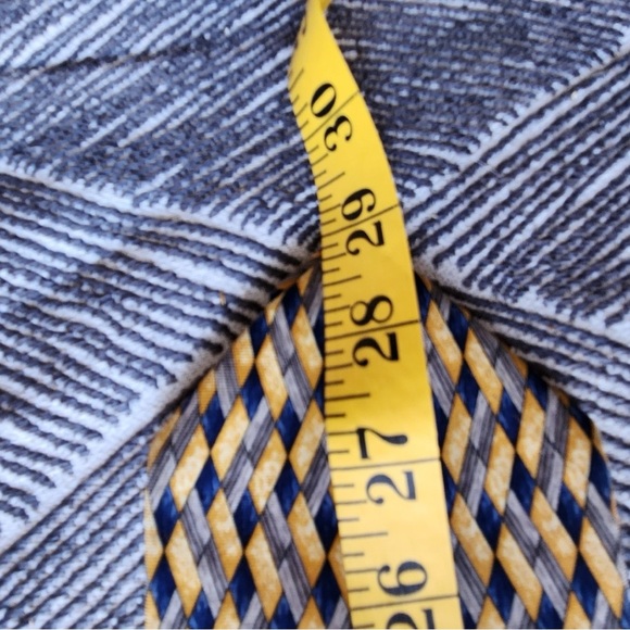 Bert Pulitzer Geometric Yellow and Blue Tie - Picture 4 of 5